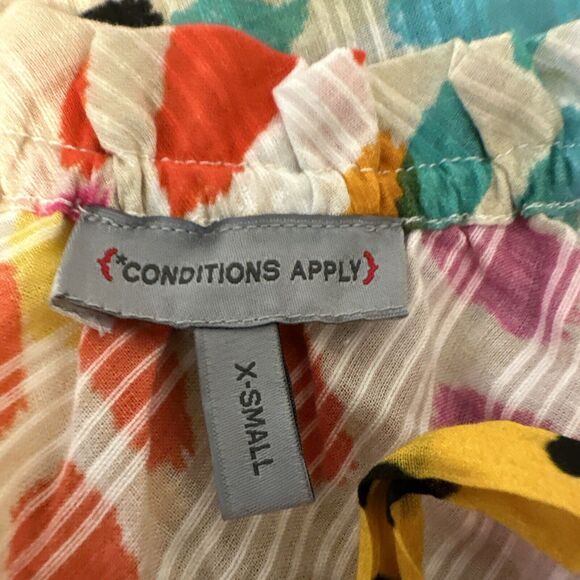 Conditions Apply Anthropologie Tie Strap Ruffle Tank Top Mix Pattern Size XS - Picture 6 of 7